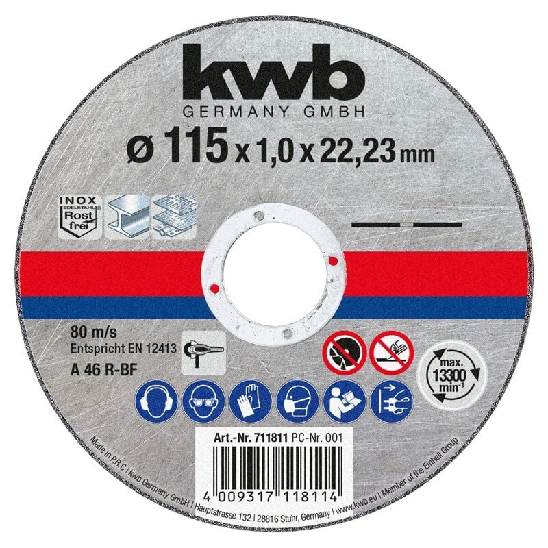 Einhell - disque à tronçonner kwb 115X22,23X1MM 711811