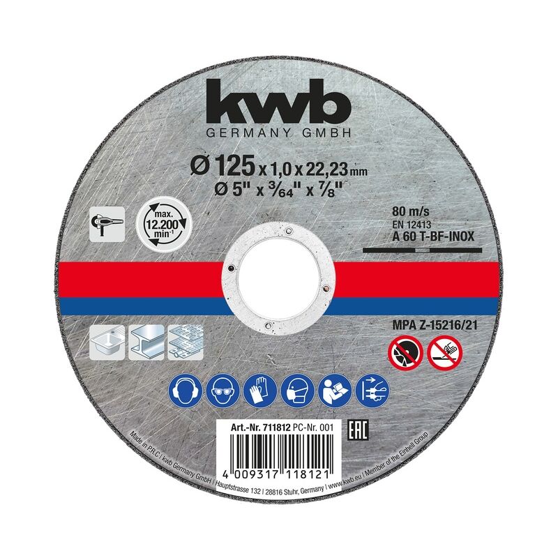 Einhell - disque à tronçonner kwb 125X22,23X1MM 711812