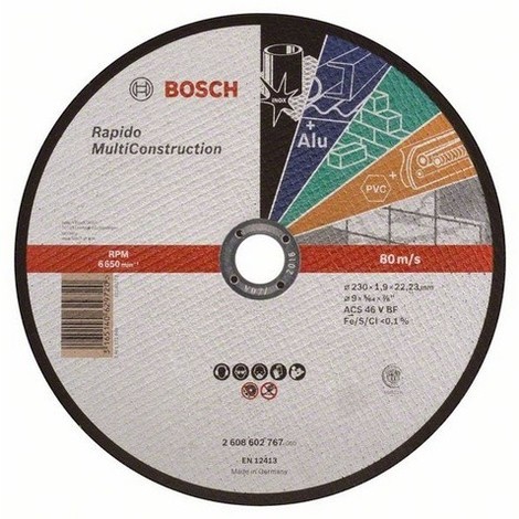 BOSCH Accessories 2608602767 2608602767 Disque à tronçonner 230 mm 1 pc(s) acier