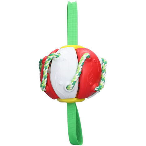 Disque volant interactif pour chien - Ballon foot avec lanières rouge - Jouet extérieur amusant