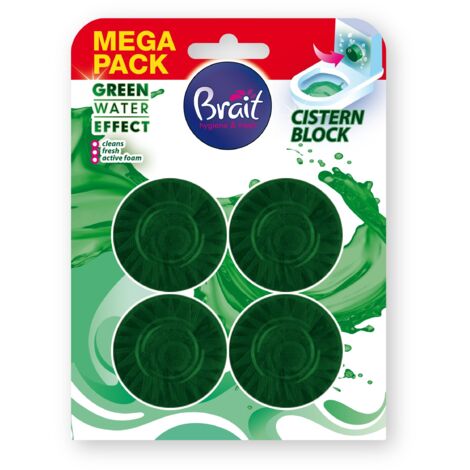 Disque WC BRAIT effet eau vert, 4 x 50 g