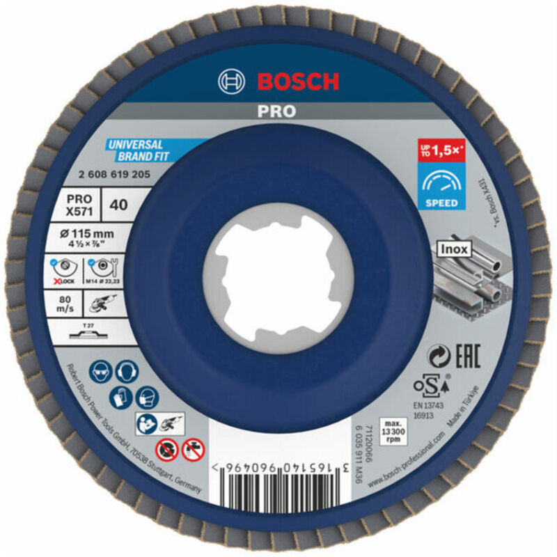 Bosch Plateaux à lamelles X LOCK version droite spatule plastique Ø 115 mm G 40 X571 Best for Metal 1 pc 2608619205 - vue 2