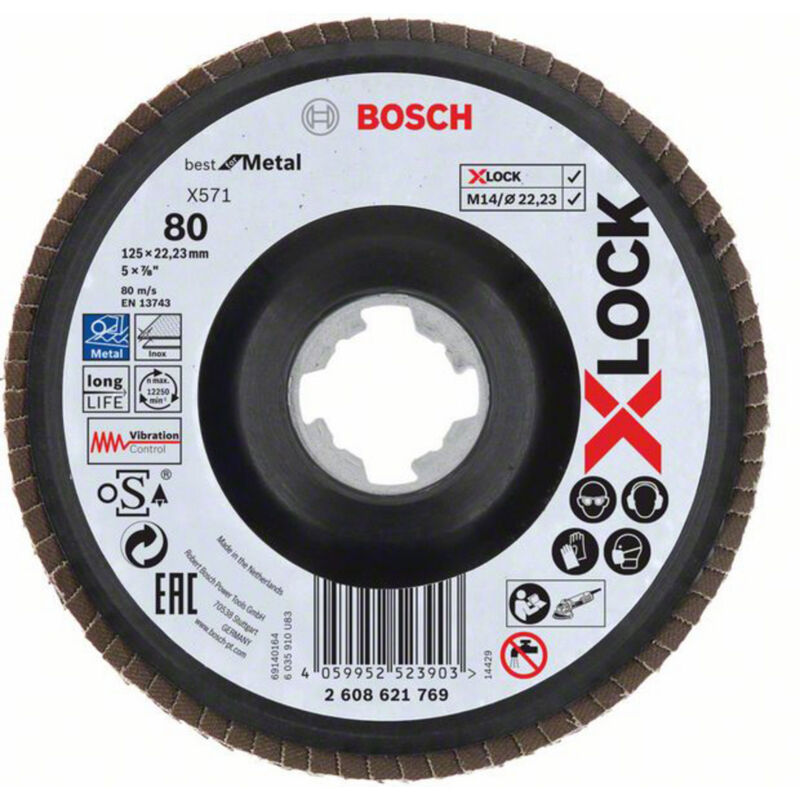 Bosch Disque à lamelles X LOCK Metal G 80 X571 125mm K80 2608621769 - vue 2