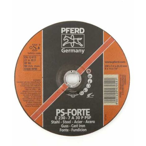 Disques à ébarber des matériaux Pferd. Ø 230 mm. Al 22,2 mm. Ep 6 mm