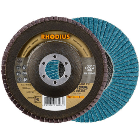 Disques à lamelles RHODIUS Inox LGZ F2 - Ø 125X22.23 - GR.40 - 209494