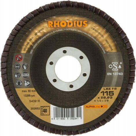 Disques à lamelles RHODIUS Inox LSZ F2 - Ø 125X22.23 - GR.40 - 204015