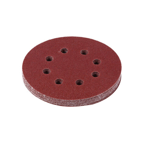 Disques à polir rouges 125mm, Papier abrasif à 8 trous Grain 80 pour ponçage efficace
