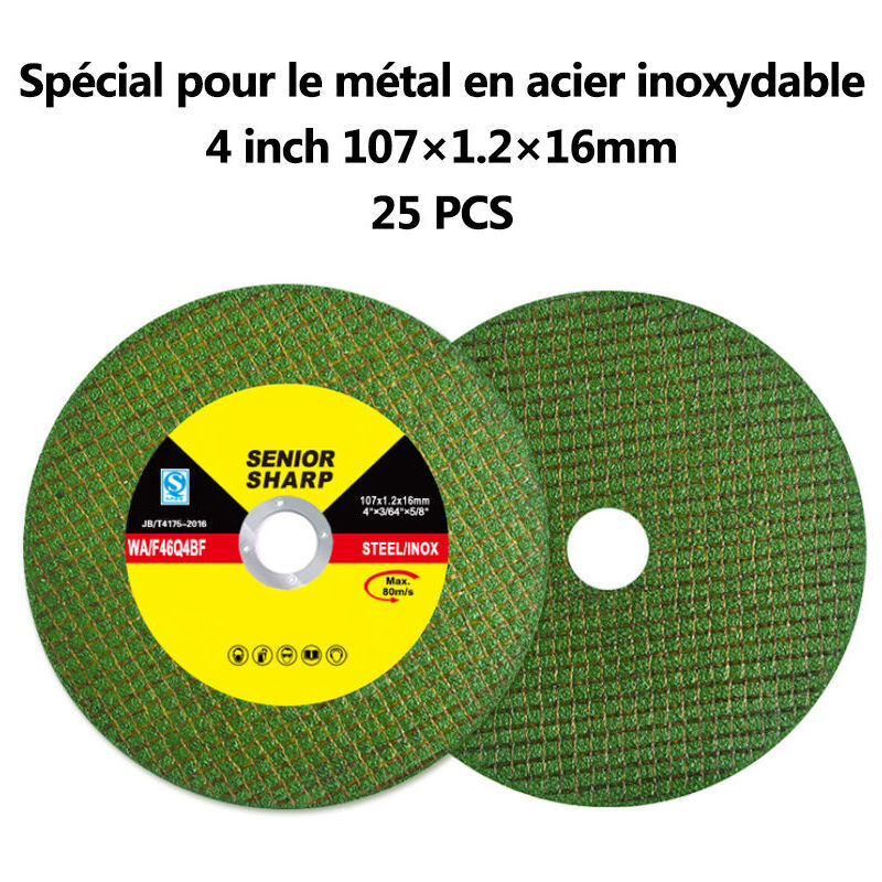 Disques a Tronconner 25Pcs 107 x 16 x 1.2 Mm Tissu a Double Maille Pour L'Inox Et Le Metal Pour Meuleuse D'Angle De 100Mm