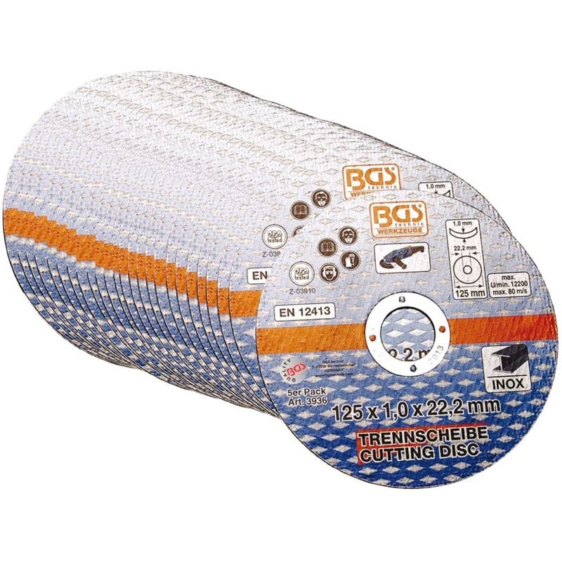 Lot 25 disques Bgs Technic a tronconner acier inox 125 x 1.0 x 22.2