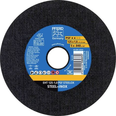 Disques à tronçonner plat EHT PSF Steelox universel acier et inox 125x1 mm boîte de 25 - 560372 - PFERD