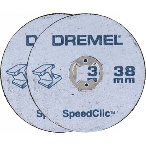 Disques à tronçonner pour métaux Dremel SC456B SpeedClic, jeu d'accessoires avec 2 disques à tronçonner pour couper des tuyaux métalliques, de l'acier trempé, du cuivre, des panneaux de cloison sèche 