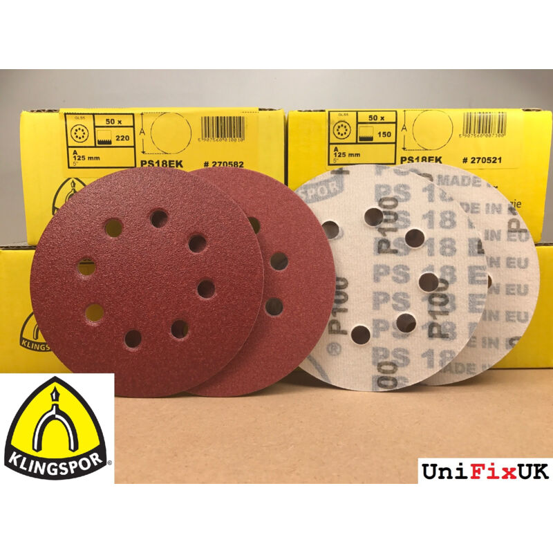 Disques abrasifs 125 MM/12,7 cm de papier abrasif Klingspor PS18EK, lot de 50 disques////grain 220 sourcing 270582