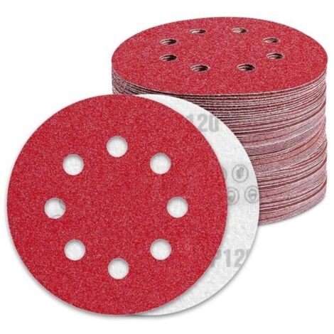 Disques Abrasifs 125mm Grain 120 Papier Poncer 100 Pièces 8 Trous Disque Poncage pour Ponceuse Excentrique