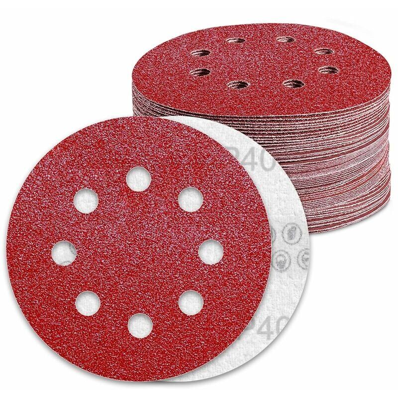 Disques Abrasifs 125mm Grain 40 Papier Poncer 70 Pièces 8 Trous Disque Poncage pour Ponceuse Excentrique
