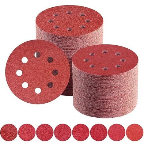 Disques Abrasifs 125mm Grain Mixte 40/60/80/100/120/150/180/240/320/400 Papier Poncer 100 Pièces 8 Trous Disque Poncage pour Ponceuse Excentrique