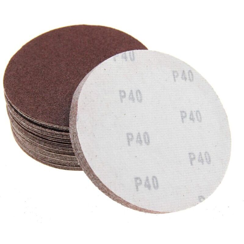 Disques abrasifs 150 mm avec support auto-agrippant pour ponceuse, sans trous, 40/60/80/100/120, grain assorti, lot de 50 pièces Trimec