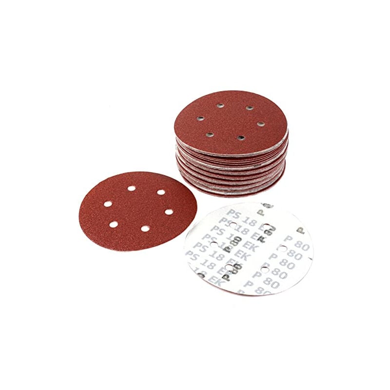 Disques abrasifs 150 MM/12,7 cm de papier abrasif Klingspor PS18EK, lot de 50 disques////grain 80////
