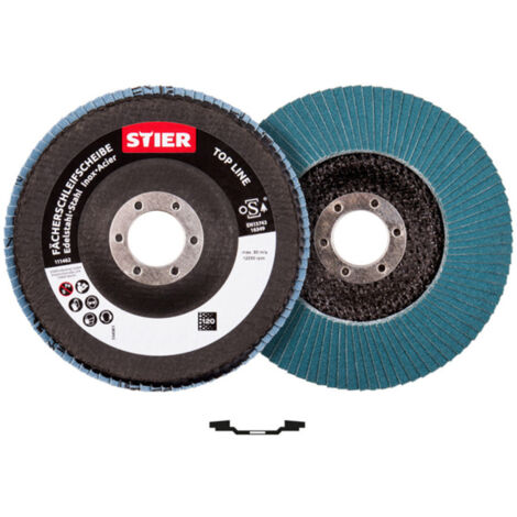 Disques abrasifs à lamelles STIER Professionnel Ø 125 mm, jeu de 10 pièces, 125x22,23, grain 80 pour le métal, la pierre et le bois, disques abrasifs, disque abrasif à lamelles pour meuleuses