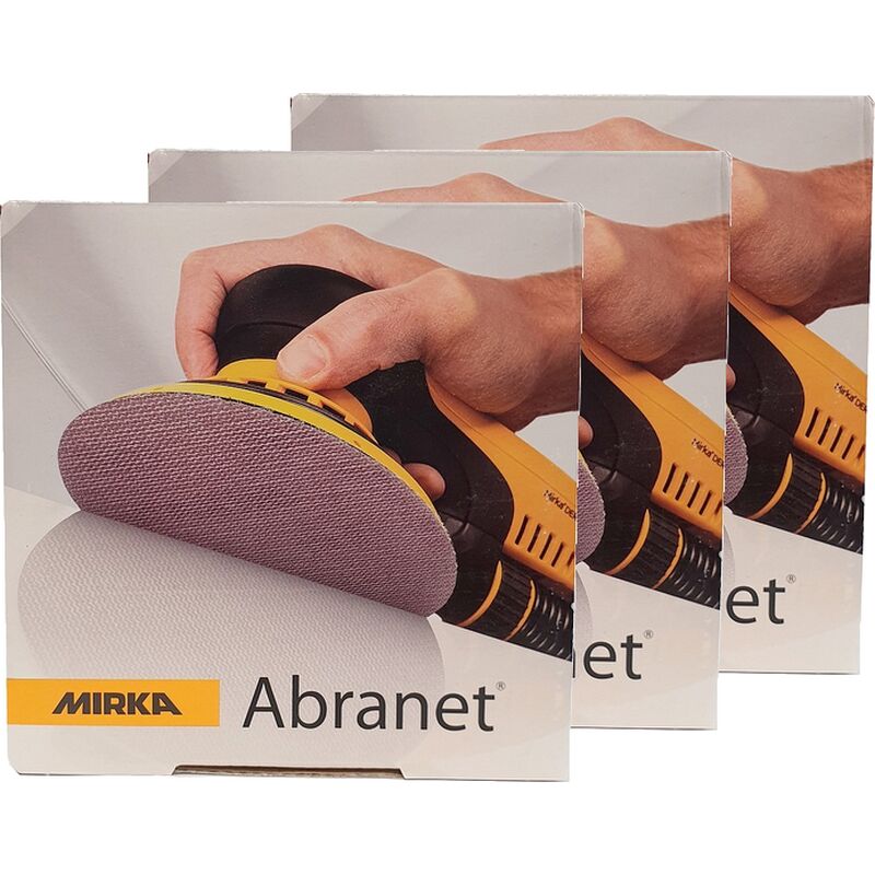 Disques abrasifs Abranet Mirka 150 mm x150 - auto-agrippant, micro-perforée - Pack de 3 boites Épaisseur du grain: p 320 (Très fin: Finition qualité