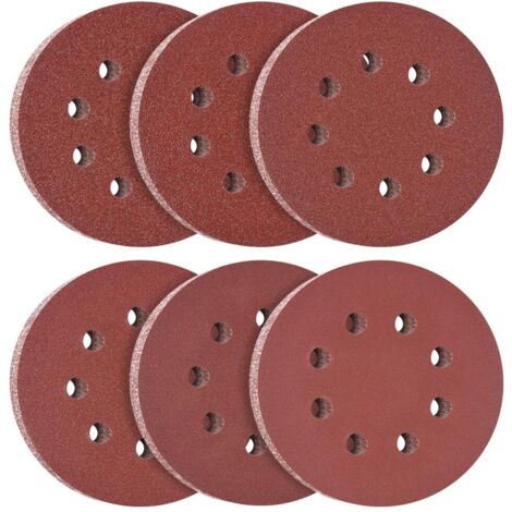 Disques Abrasifs Auto-agrippants 125mm, 60 pièces Disque de Ponçage, Disques Abrasifs, 40/60/80/120/240/320 Grains 6 trous Idéal pour Poncer/Polir/Dérouiller