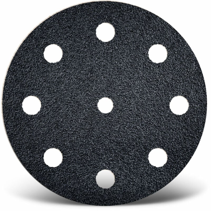 Menzer - Black Disques abrasifs auto-agrippants, 125 mm, 9 trous, p. Ponceuses excentriques, Carbure de silicium (Lot de 50) G60