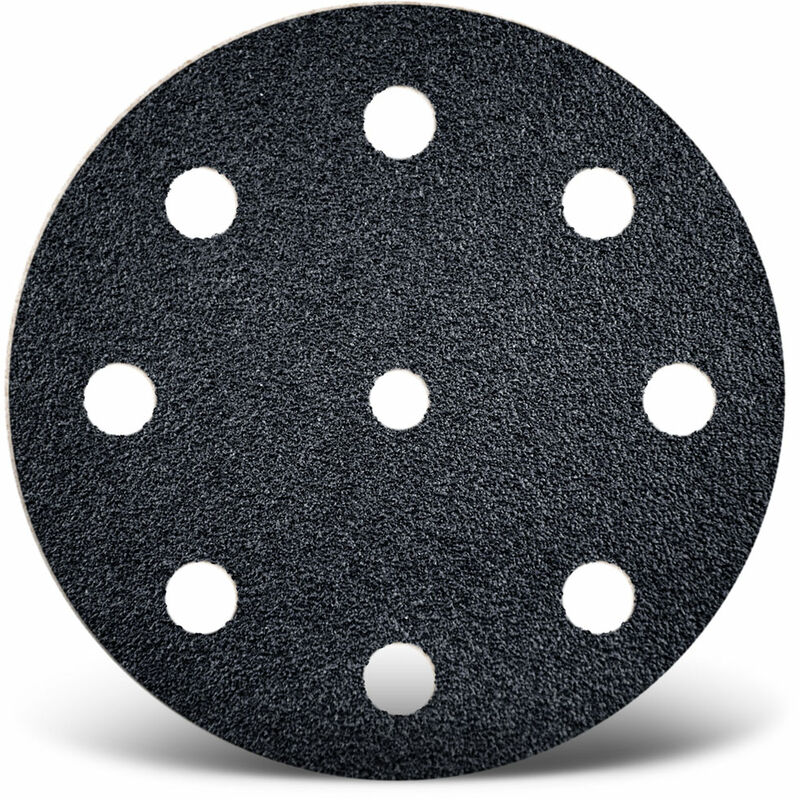 Menzer - Black Disques abrasifs auto-agrippants, 125 mm, 9 trous, p. Ponceuses excentriques, Carbure de silicium (Lot de 50) G150