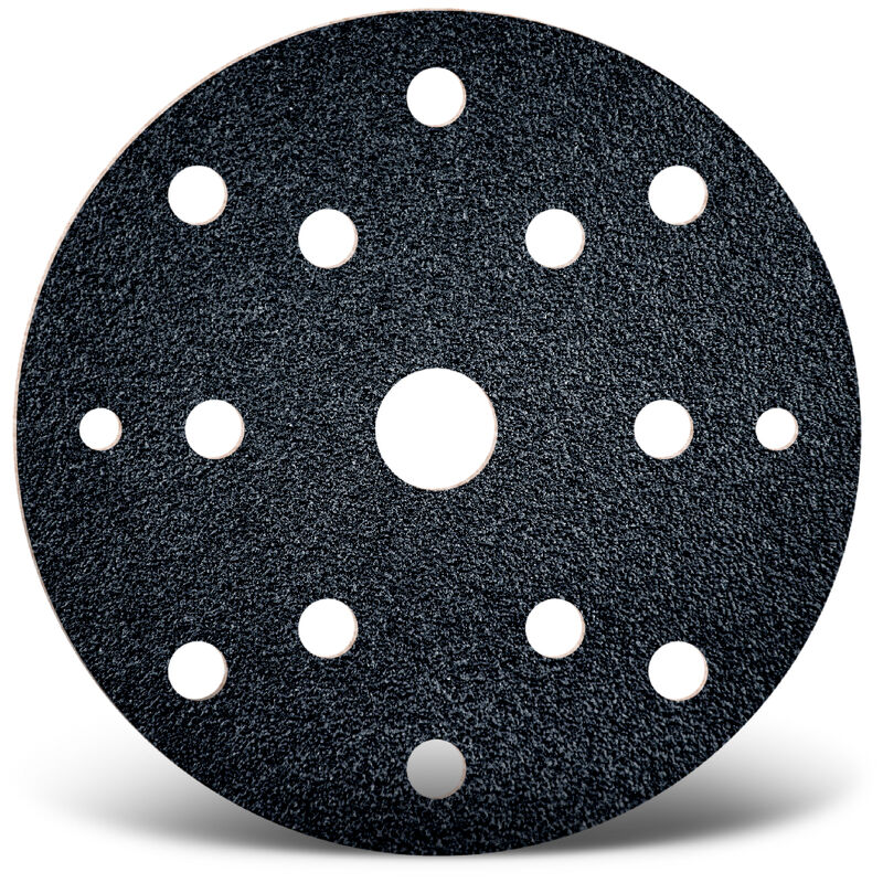 Black Disques abrasifs auto-agrippants, 150 mm, 15 trous, p. Ponceuses excentriques, Carbure de silicium (Lot de 25) G24 - Menzer