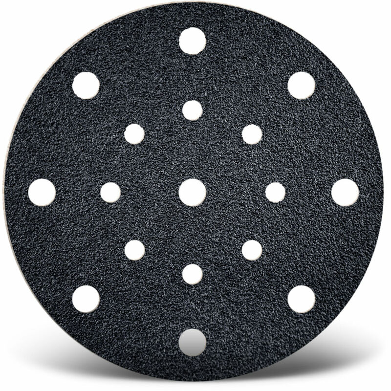 Black Disques abrasifs auto-agrippants, 150 mm, 17 trous, p. Ponceuses excentriques, Carbure de silicium (Lot de 50) G60 - Menzer