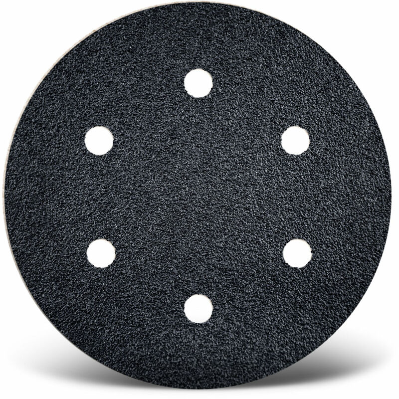 Black Disques abrasifs auto-agrippants, 150 mm, 6 trous, p. Ponceuses excentriques, Carbure de silicium (Lot de 50) G120 - Menzer