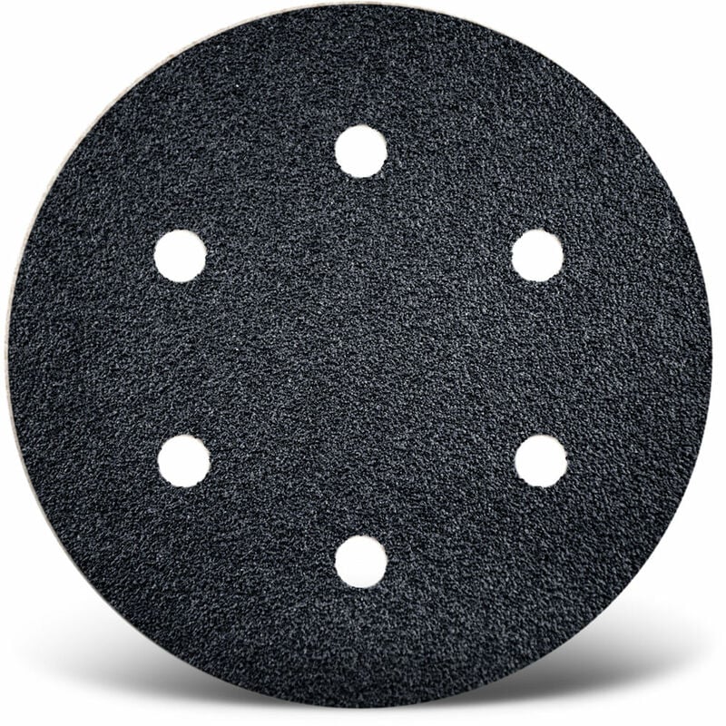 Black Disques abrasifs auto-agrippants, 150 mm, 6 trous, p. Ponceuses excentriques, Carbure de silicium (Lot de 50) G240 - Menzer