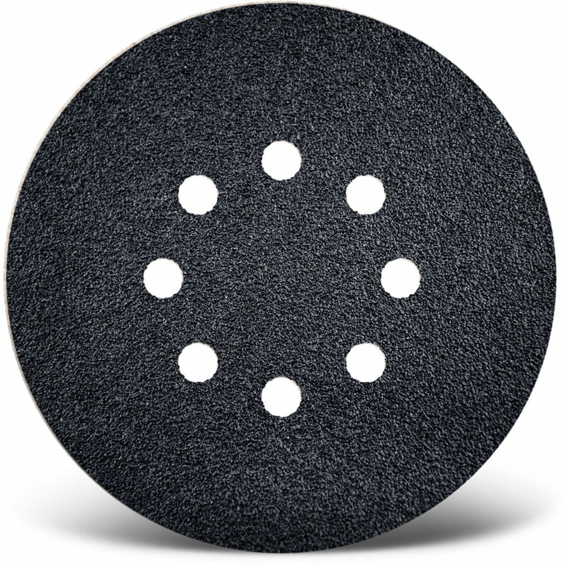 Black Disques abrasifs auto-agrippants, 150 mm, 8 trous, p. Ponceuses excentriques, Carbure de silicium (Lot de 50) G800 - Menzer