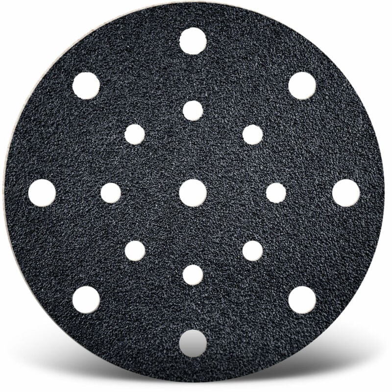 Menzer - Black Disques abrasifs auto-agrippants, 150 mm, 17 trous, p. Ponceuses excentriques, Carbure de silicium (Lot de 50) G40