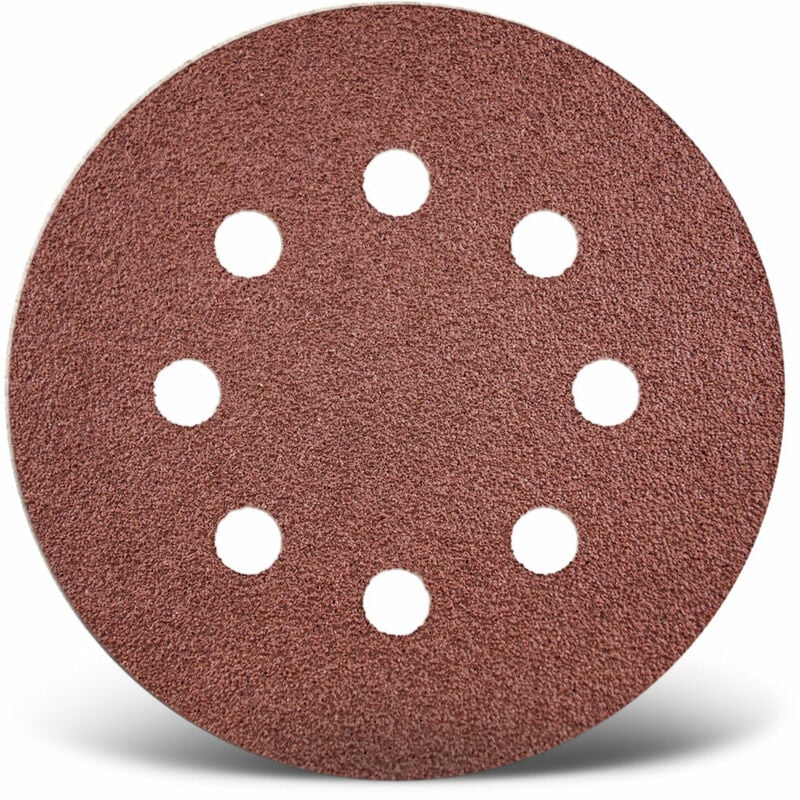 Red Disques abrasifs auto-agrippants, 125 mm, 8 trous, p. Ponceuses excentriques, Corindon normal (Lot de 50) G80 - Menzer