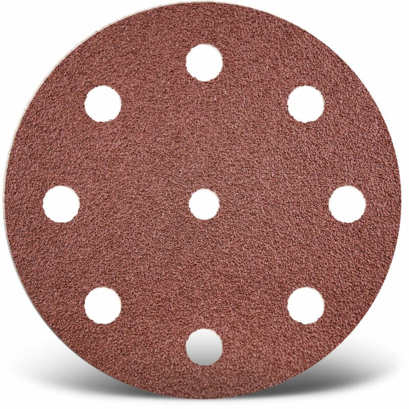 Red Disques abrasifs auto-agrippants, 125 mm, 9 trous, p. Ponceuses excentriques, Corindon normal (Lot de 50) G180 - Menzer