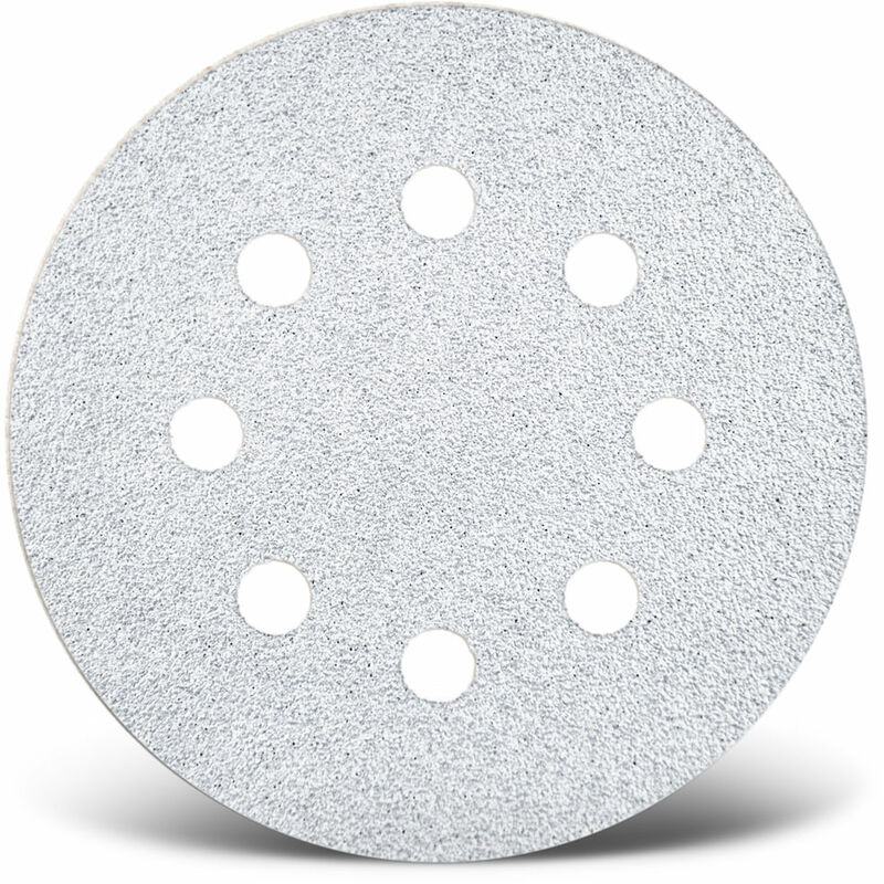 MENZER White Disques abrasifs auto-agrippants, 125 mm, 8 trous, p. Ponceuses excentriques, Corindon normal (Lot de 50) G240