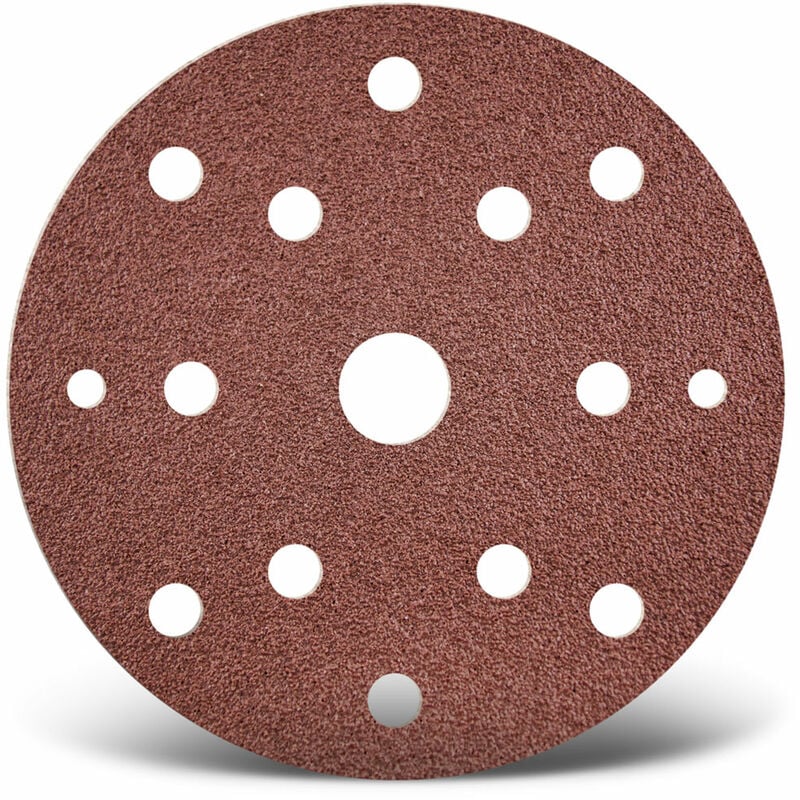Red Disques abrasifs auto-agrippants, 150 mm, 15 trous, p. Ponceuses excentriques, Corindon normal (Lot de 50) G40 - Menzer