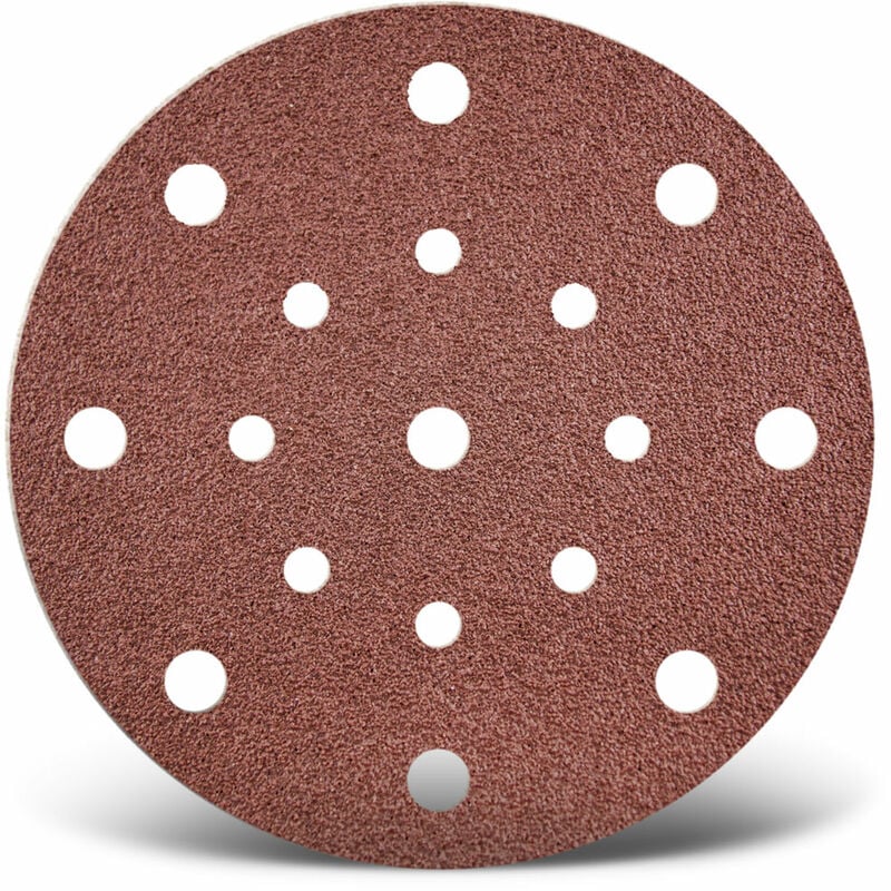 Red Disques abrasifs auto-agrippants, 150 mm, 17 trous, p. Ponceuses excentriques, Corindon normal (Lot de 50) G150 - Menzer