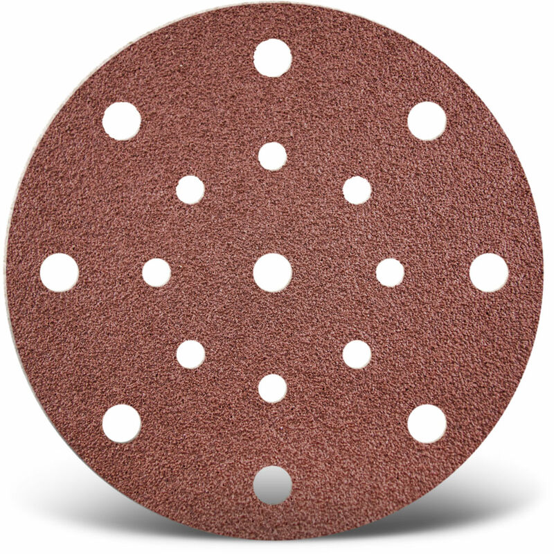 MENZER Red Disques abrasifs auto-agrippants, 150 mm, 17 trous, p. Ponceuses excentriques, Corindon normal (Lot de 50) G180