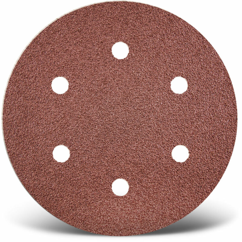 Red Disques abrasifs auto-agrippants, 150 mm, 6 trous, p. Ponceuses excentriques, Corindon normal (Lot de 50) G100 - Menzer