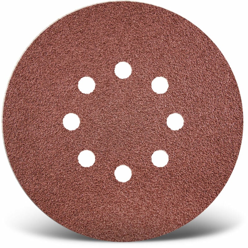Red Disques abrasifs auto-agrippants, 150 mm, 8 trous, p. Ponceuses excentriques, Corindon normal (Lot de 25) G24 - Menzer