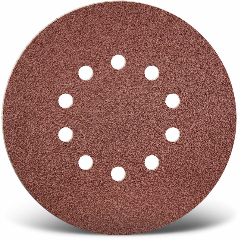 Red Disques abrasifs auto-agrippants, 225 mm, 10 trous, p. Ponceuses à plâtre, Corindon normal (Lot de 25) G100 - Menzer