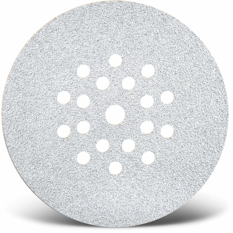 White Disques abrasifs auto-agrippants, 225 mm, 19 trous, p. Ponceuses à plâtre, Corindon normal (Lot de 25) G100 - Menzer