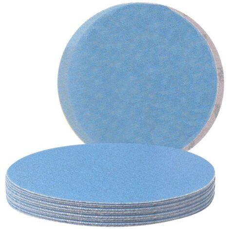 Disques Abrasifs en Maille de 225 mm, 10 Pièces, Papier Abrasif Bleu en Céramique, auto-agrippant Grain 80/120/180/240/320, sans Poussière, Pour le Ponçage et le Polissage Meubles, Bois et Automobiles