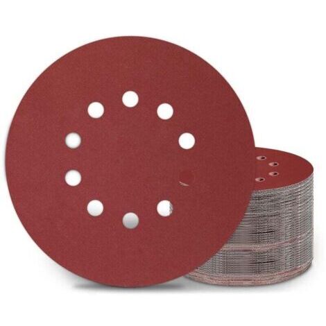 Disques Abrasifs Ponçage 225 mm 100 Pièces Grain P240 10 Trous pour Ponceuse Ronds Papier