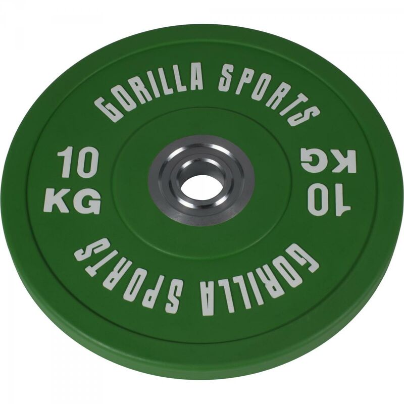 Gorilla Sports - Disques Bumpers en caoutchouc renforcé Pros de 5 kg à 25 kg - Poids : 10 kg