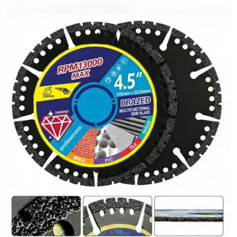 Disques de coupe de 4,5 pouces, paquet de 2 - pour la coupe à sec du métal, des carreaux, de la pierre et du plastique - compatibles avec les meuleuses d'angle et accessoires d'outils de coupe.