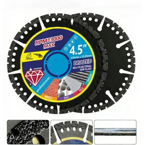 Disques de coupe de 4,5 pouces, paquet de 2 - pour la coupe à sec du métal, des carreaux, de la pierre et du plastique - compatibles avec les meuleuses d'angle et autres accessoires d'outils de coupe.