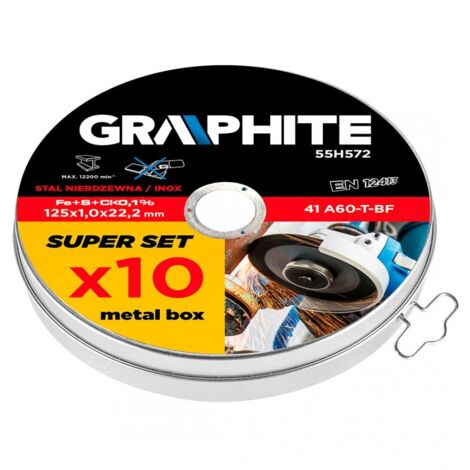 Disques de coupe graphite 55h572 125 mm inox 10 pcs