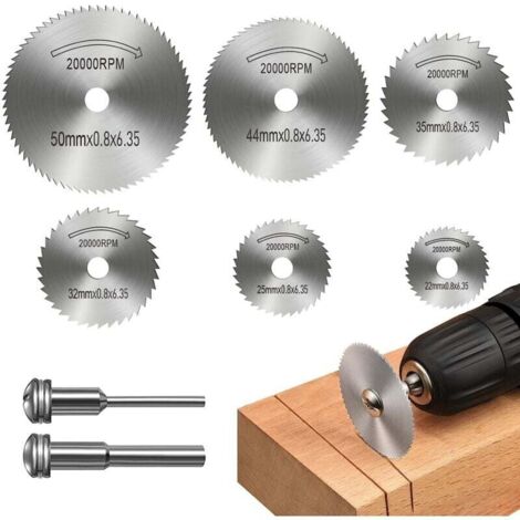 Disques de Coupe pour Outil Rotatif, Lames de Perceuse à Disque, Disques de coupe HSS, Lames de scie en acier rapide, Lame Mini Scie Circulaire pour la Coupe du bois, Plastique et Métal (8 Pièces)