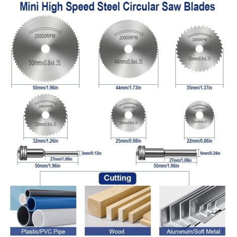 Disques de Coupe pour Outil Rotatif, Lames de Perceuse à Disque, Disques de coupe HSS, Lames de scie en acier rapide, Lame Mini Scie Circulaire pour la Coupe du bois, Plastique et Métal